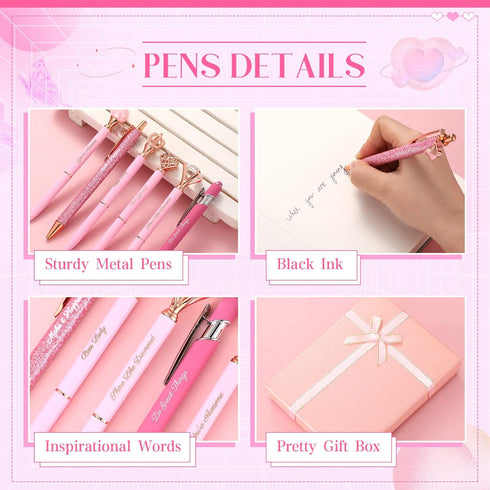 6 Pcs Fancy Pens for Women Crystal Diamond Pen for Journaling Pretty Glitter Pens Cute Inspirational Gifts for Girls School Office(Pink)...