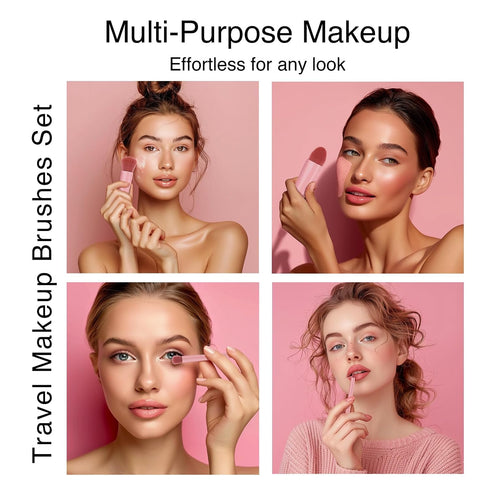 Travel Makeup Brush Set 5PCS Mini Make up Kit Portable Complete Function Cosmetic Brushes Kit Cheap Makeup Brush Kit Cute Makeup Brush for Eyeshad...