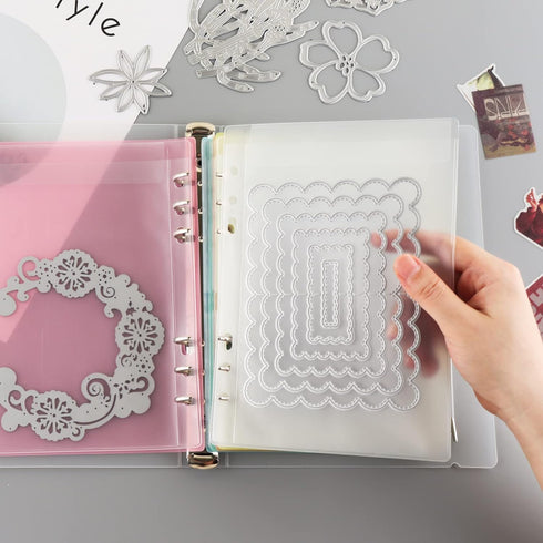 2PCS A5 6 Ring Binder Cover Clean Transparent Soft PVC for Refillable Notebook Shell withMatte surfaceforStamp & Die Storage...