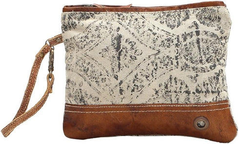 Myra Bag Floral Upcycled Canvas Wristlet Bag S-1019, Brown, Small...