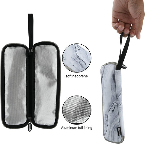 CM Reusable Portable Travel Tableware Carrying Bag Storage Case Cutlery Flatware Organziers for Straw Spoon Fork Chopsticks Utensil Holder (Marble...