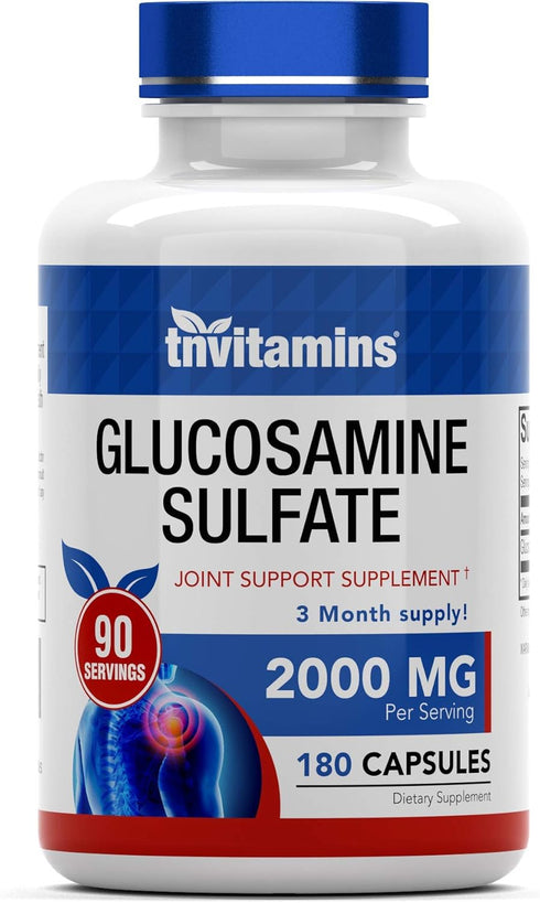 Glucosamine Sulfate Capsules 2000 MG (180 Count) | Joint Support* Supplement for Women & Men | Produced in The USA | Promotes Flexibility & Mobili...