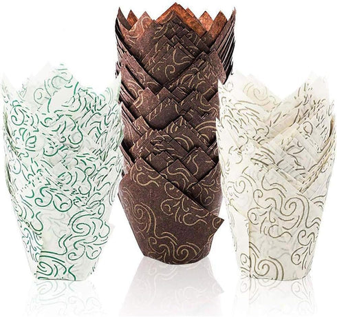 150Pcs/Pack Cake Mold Muffin Cupcake Paper Cups Tulip Cup Cakes Paper Cases Oilproof Cupcake Liner Wrapper Baking Cups Holders...