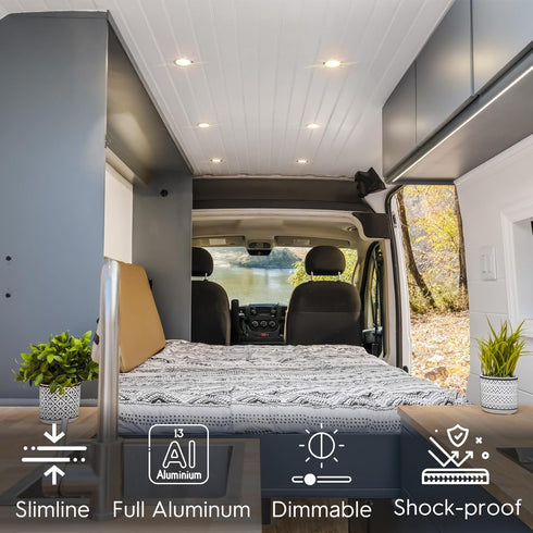 acegoo RV Recessed Ceiling Light 2-3/4” Full Aluminum 12V Dimmable LED Puck Light for Campervan Truck Caravan Boat Roof Under Cabinet Lighting, Fl...