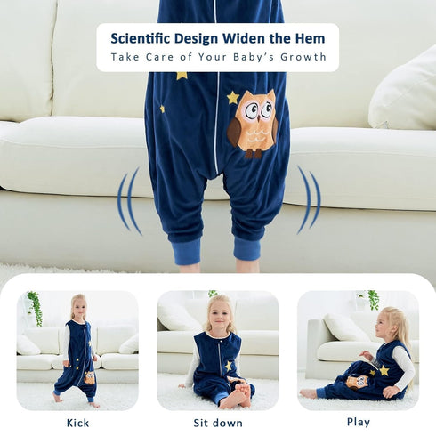 MICHLEY Toddler Sleeping Sack with Feet Newborn Infant Sleeveless Sleeping Bag 2-way Zipper Baby Wearable Blanket for Walkers,Dark Blue Owl,3-5T...