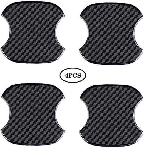4Pcs Universal 3D Carbon Fiber Car Door Handle Paint Scratch Protector Sticker Auto Door Handle Cups Protective Pad (M)...