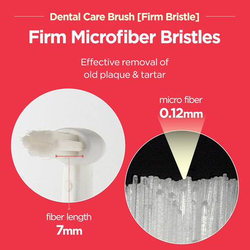 Dental Care Brush (Firm Bristles) - Resilient Toothbrush for Dog Tartar & Plaque Removal, Horizontal Head and S-curved Body...