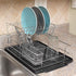 Home Basics Black Kitchen Sink Countertop 2 Tier Dish Rack and Draining Board Cutlery Holder, Fits Large Plates, Dry & Drip Tray, Full Mesh...