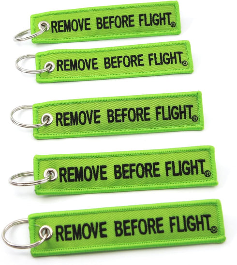 Remove Before Flight Keychain - Lime Green - 5pcs...