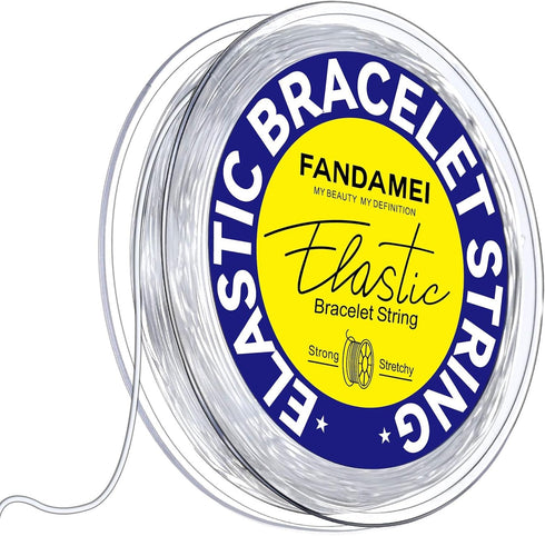 FANDAMEI 1mm Elastic Bracelet String Cord, Crystal Stretch Bead Cord for Bracelets Jewelry Making, Clear Stretchy Elastic String for Beading, Tran...