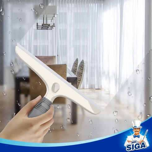 MR.SIGA Multi-Purpose Silicon Squeegee for Window, Glass, Shower Door, Car Windshield, Heavy Duty Window Scrubber, includes Suction Hook, 10 inch,...