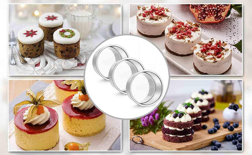 TeamFar 4 Inch Cake Pan, Mini Cake Pan Small Round Baking Tins Set Stainless Steel, For Baking Steaming Serving, Healthy & Sturdy, Easy Clean & Di...