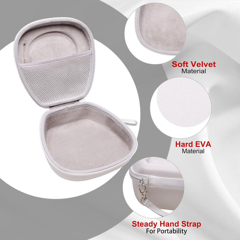 LTGEM Hard Headphone Case for Logitech H390, JLab Go Work, JIAMQISHI, EAGLEND, FEABASK Headset (Inside:6.8"x7"x2.9") - White+Grey......