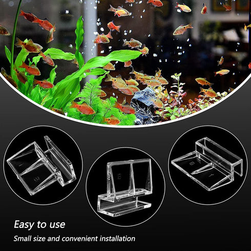 16 PCS 8mm Acrylic Aquarium Cover Clip, Clear Fish Tank Glass Cover Clip Support Holder Universal Lid Clips for Rimless Aquariums...