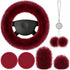 Frienda 6 Pieces Fluffy Car Accessories Set Fluffy Steering Wheel Cover Soft Fuzz Handbrake Cover Gear Shift Cover Bling Car Mirror Fuzz Car Decor...