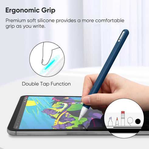 Fintie Silicone Sleeve for Apple Pencil Pro & Apple Pencil 2nd Generation, Light Pen Skin Case Cover Soft Protective Grip Holder with 2 Nib Covers...