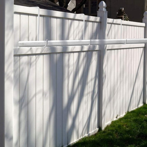 DINGEE Vinyl Fence Hooks 2x6 inch,Fence Hangers Patio Light Hooks,4 Pack Patio White Powder Coated Steel Fence Hooks for Hanging Plants, Planters,...