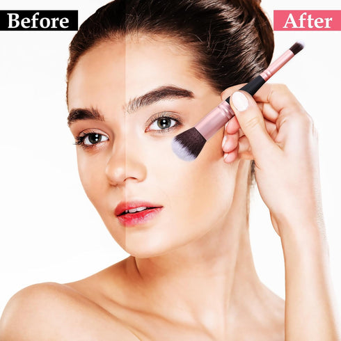 2PCS Double Ended Makeup Brushes, Foundation Makeup Brush Flawless Powder Brush Concealer Cream Cosmetics Blush brush for Blending Liquid Highligh...