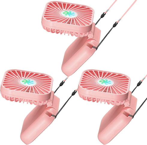 Hortsun 3Pack Necklace Fan Portable Neck Hanging Fan Mini Fan Handheld Fan for Cooling Small Personal Hands Free Fan USB Rechargeable Battery 3 Sp...