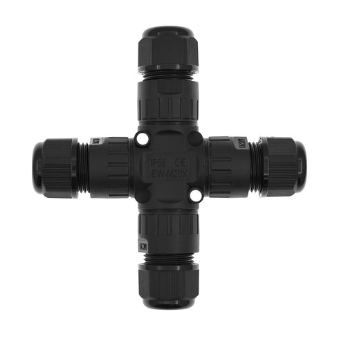 IP68 Outdoor Waterproof Electrical Wire X-Shape Connector for 5-12mm Wire Diameter, (Max 24A, 450V), 4 Way (3 Pin)...