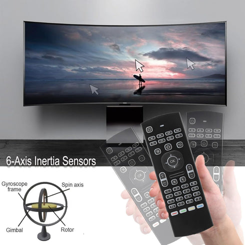 MX3 Air Mouse Voice Remote Control, 2.4G Multifunctional Blacklight Mini Wireless Keyboard Air Mouse Remote for Android Smart TV Box, 3-Gyro&Gsens...