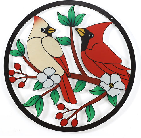 Scwhousi Metal Red Bird Wall Decor,Outdoor Patio Fence Wall Art,Cardinals Hanging Decorations for Living Room Bedroom Chritsmas Thanksgiving...