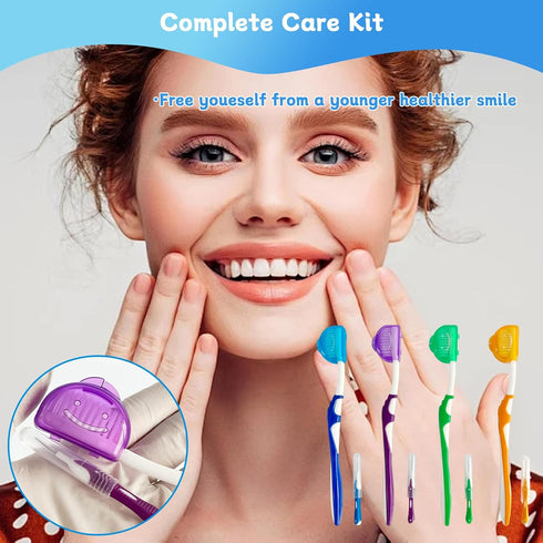 4-Pack Orthodontic Dental Care Kit – includes Soft Bristle Toothbrushes and Braces-Friendly Brush Flosser for Cleaner Interdental Brush Toothpick,...