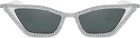 FEISEDY Small Cat Eye Sunglasses for Women Vintage Square Sparkling Crystal Trendy Retro Cateye Sunglasses B2317...
