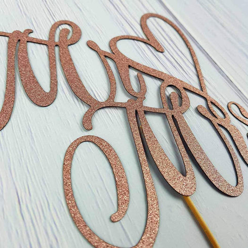 Mr and Mrs Cake Topper, Bride and Groom Sign Wedding, Engagement Cake Toppers Decorations,Double-faced Rose Gold Glitter...