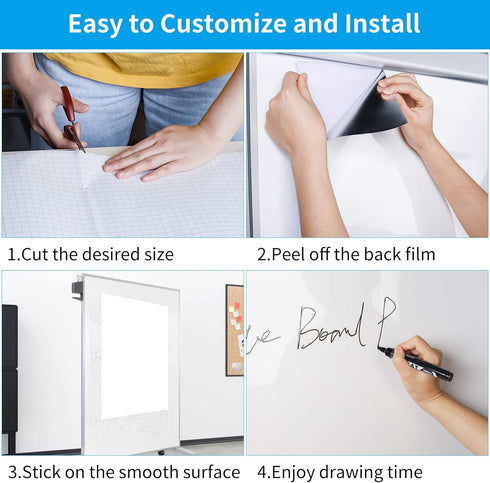 Whiteboard Sticker, 17.3" x 78" Dry Erase Contact Paper, Peel and Stick White Board Wallpaper, Stain-Proof & Super Sticky, No Ghost After 60 Days,...