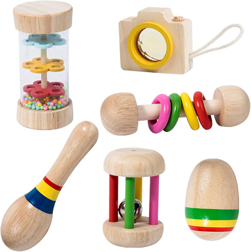 Toddler Musical Instruments, Wooden Percussion Instruments Toys, Eco-Friendly Rattle Music Set for Kids Boys Girls - Preschool Early Educational M...