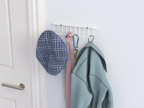 ClosetMaid Hanging Rack for Ties, Belts, Scarves, Jewelry, 10 Hooks, Attaches to Wire Shelving or Wall Mount, Durable Steel, White...