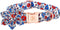Elegant little tail Independence Day Dog Collar, Blue with Red Flower Dog Collars Holiday Dog Collar with Flower Pet Gift Adjustable Puppy Collar ...