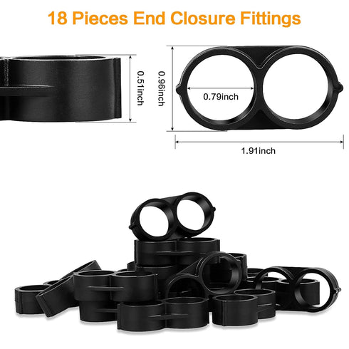 Drip Irrigation Fittings for 1/2" Tubing, 18 Pieces Drip End Plug Fittings End Cap Connectors for 1/2 Inch Irrigation Tube, Drip Line End Closure ...