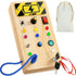 Montessori Busy Board with 8 LED Light Switches, Travel Toys for Toddlers 1 2 3 Year Old, Wooden Sensory Toy for Kids Boys Girls Gifts, Toddlers A...