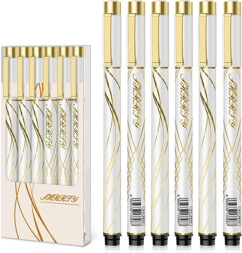 Black Ink Pens, 6-Pack, White, Smooth Writing, Waterproof, Ideal for Note Taking, Journaling, Drawing, Coloring, Crafts, School, Home, Office, Gif...