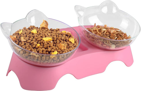 MILIFUN Cat Bowls, Cat Food Bowls Elevated Tilted, Anti Vomiting Kitty Bowls for Puppy and Bunny, Orthopedic Cat Bowls for Indoor Cats. (Pink)...