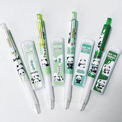 4 Pcs Cute Panda Mechanical Pencils with Refills 0.5mm Mechanical Pencil Kawaii Cartoon Pencils School Pencil for Kids Students Women Girls Boys P...