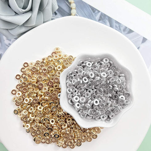 1200pcs 6mm Flat Round Disc Rondelle Spacer Beads CCB Spacer Beads for Bracelet Necklace Jewelry DIY Crafts Making, 600pcs/Colors (Gold and Silver...