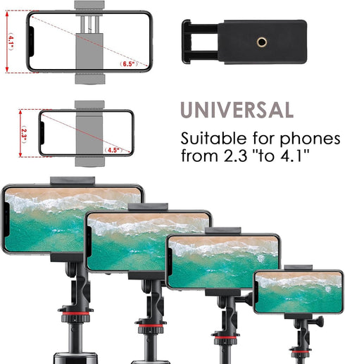 Phone Tripod Mount Adapter Universal, 2 Pack Tripod Phone Holder Phone Attachment for Tripod Cell Phone Holder for Tripod Phone Holder Clip Connec...