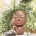 AIMEBBY Face Flower Pot Head Planter Pot Succulent Planter Cute Resin Cactus Planter with Drainage Hole Closed Eyes,Black...