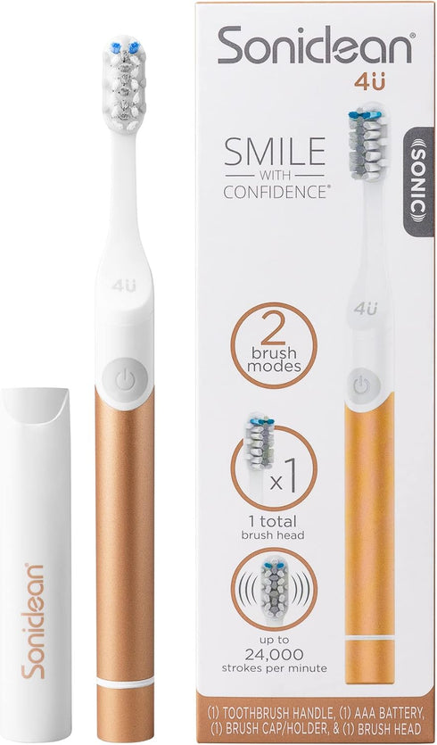 Soniclean 4U Sonic Electric Toothbrush for Adults, Bronze, Battery Powered, Unisex-Adults...
