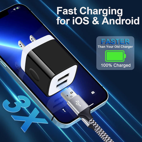 USB Wall Charger, Charging Blocks, 3Pack 2.1A/5V Charger Box Charging Cube Travel Plug Outlet Adapter for iPhone 15 14 13 12 11 Pro Max XR XS X,Sa...
