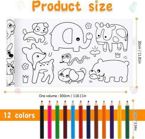 Children's Drawing Roll, Coloring Paper Roll for Kids, Drawing Paper Roll DIY Painting Drawing Paper, Color Filling Paper, Sticky Drawing Art supp...