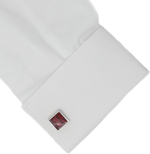 Square Burgundy Checks Cufflinks With Box Red Cuff Links Men Gift...