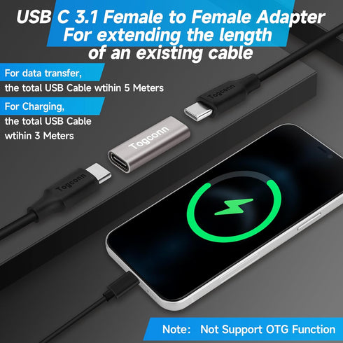 USB C Coupler 4 Pack, USB C Female to Female Connector, USB Type C Female to Female Extension Adapter Supports Fast Charging and Data Transfer Ext...