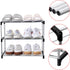 Stackable Small Shoe Rack, Entryway, Hallway and Closet Space Saving Storage and Organization (3-Tier, Black)...