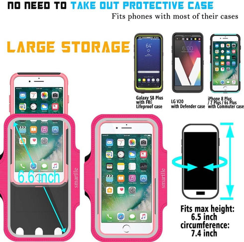 Arm Phone Holder for Running, Armband Cellphone for iPhone 15 14 13 12 11 Pro Max/XR/8 7 6s Plus, for Galaxy A/S/Note Up to 6.9’’, for Exercise Gy...