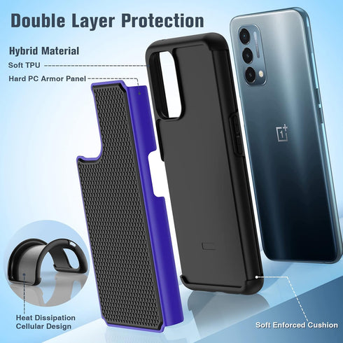 JXVM for OnePlus Nord N200 5G Case: Dual Layer Protective Heavy Duty Cell Phone Cover Shockproof Rugged with Non Slip Textured Back - Military Pro...