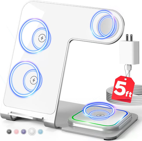 Wireless Charger, 3 in 1 Wireless Charging Station for Apple, Ultra-Thin Aluminum Alloy Charger for iPhone14/13/12/11/X/8 Series, for Apple Watch ...